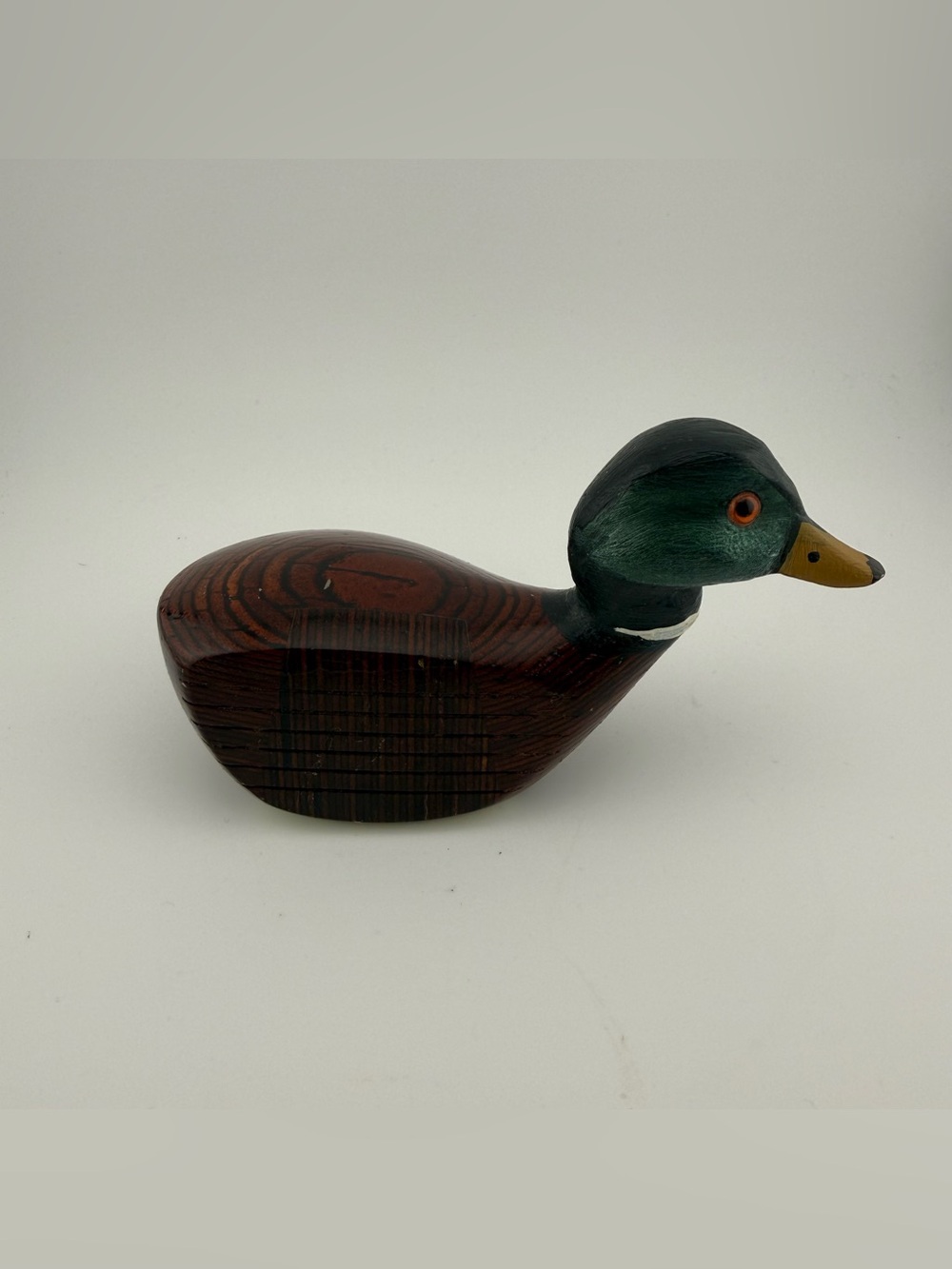 Vtg Decorative Hand Carved Wooden Mallard Duck Figurine Golf Club Head Driver